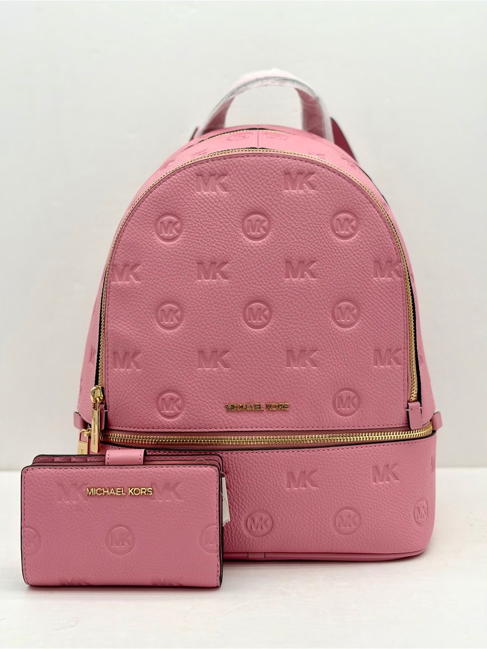Michael Kors Pink Embossed Leather Backpack with Matching Wallet - Picture 3 of 13